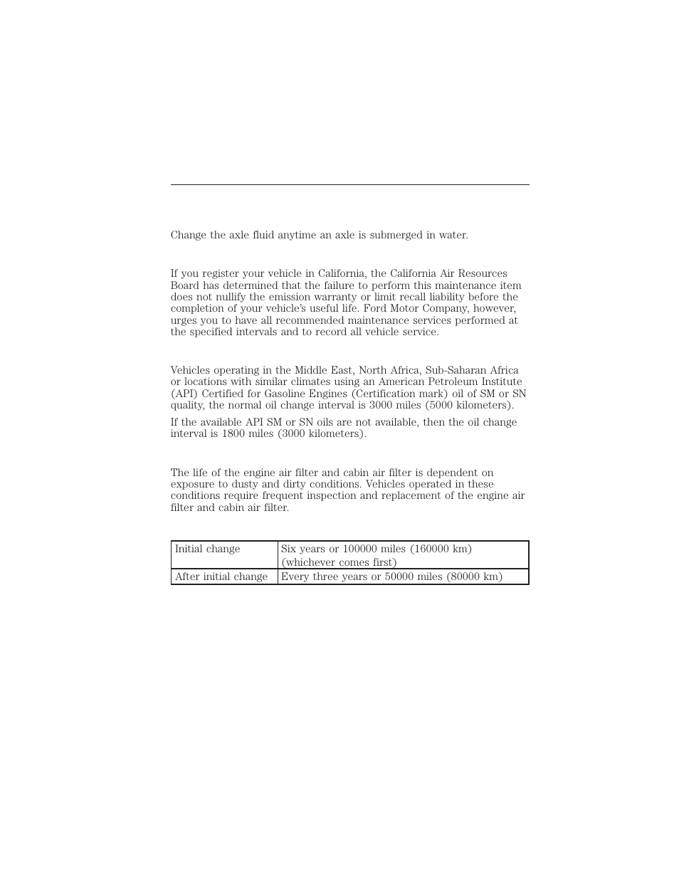 Exceptions, Axle maintenance, California fuel filter replacement | Hot climate oil change intervals, Engine air filter and cabin air filter replacement, Engine coolant change record, 548 scheduled maintenance | FORD 2015 Taurus User Manual | Page 549 / 558