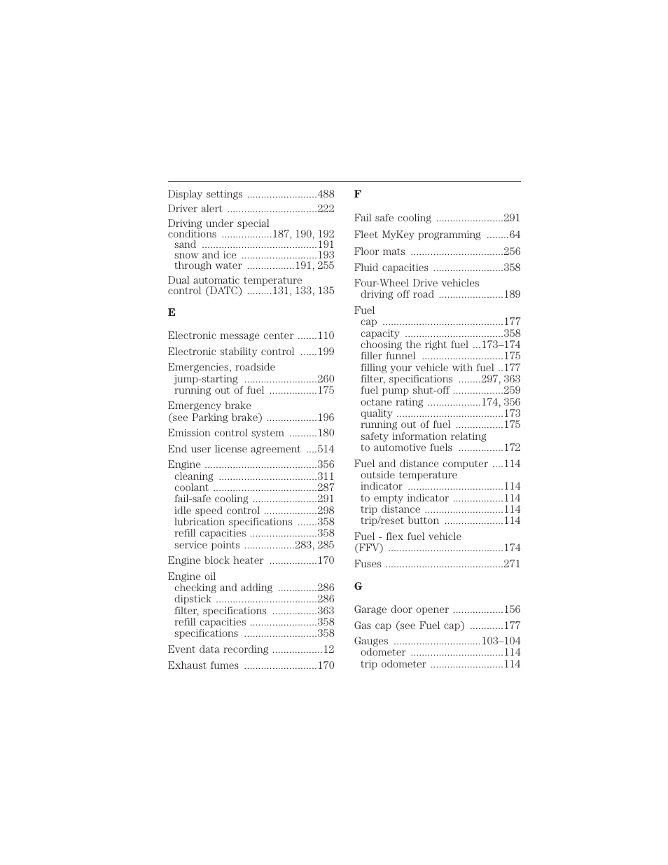 552 index | FORD 2015 Taurus User Manual | Page 553 / 558