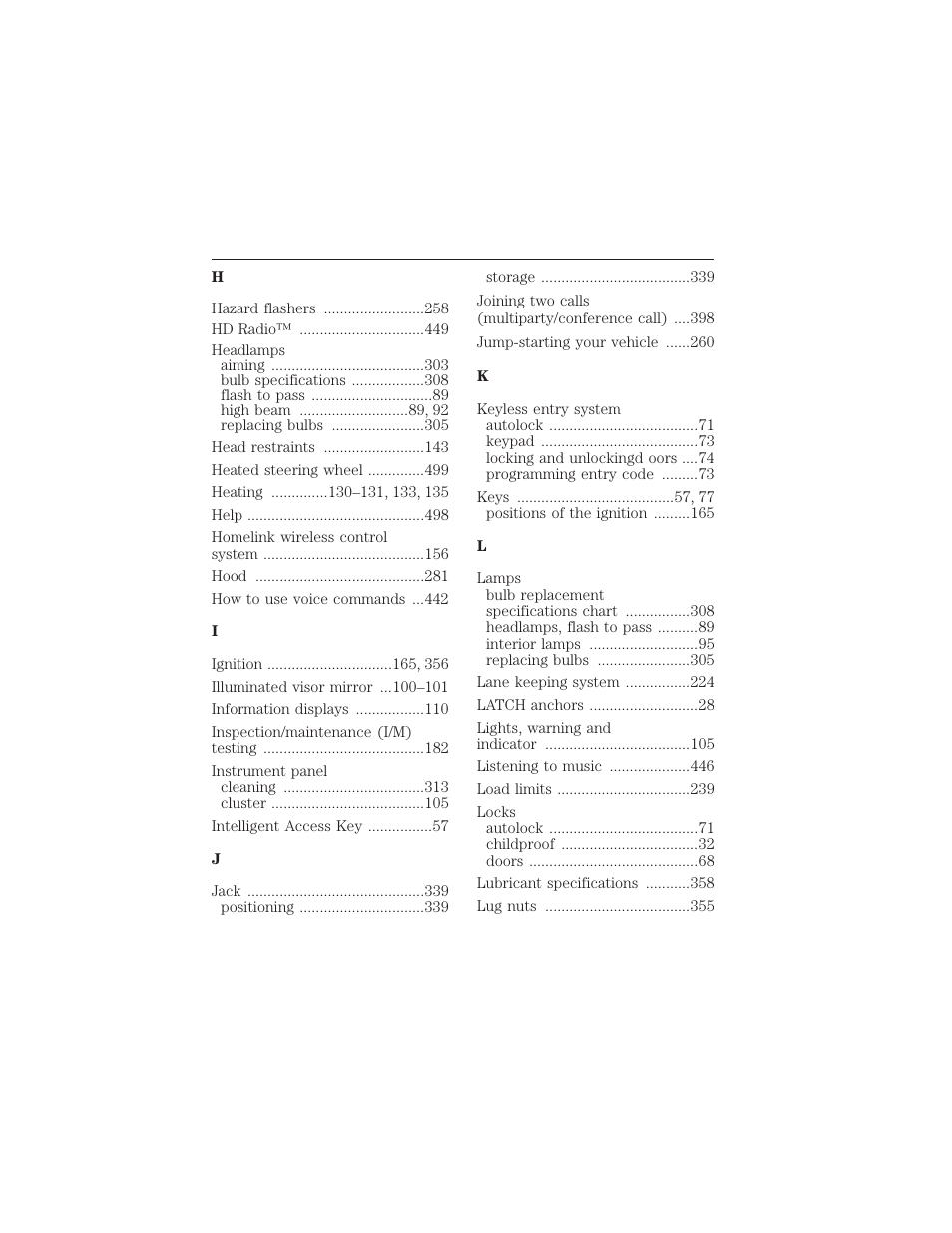 Index 553 | FORD 2015 Taurus User Manual | Page 554 / 558