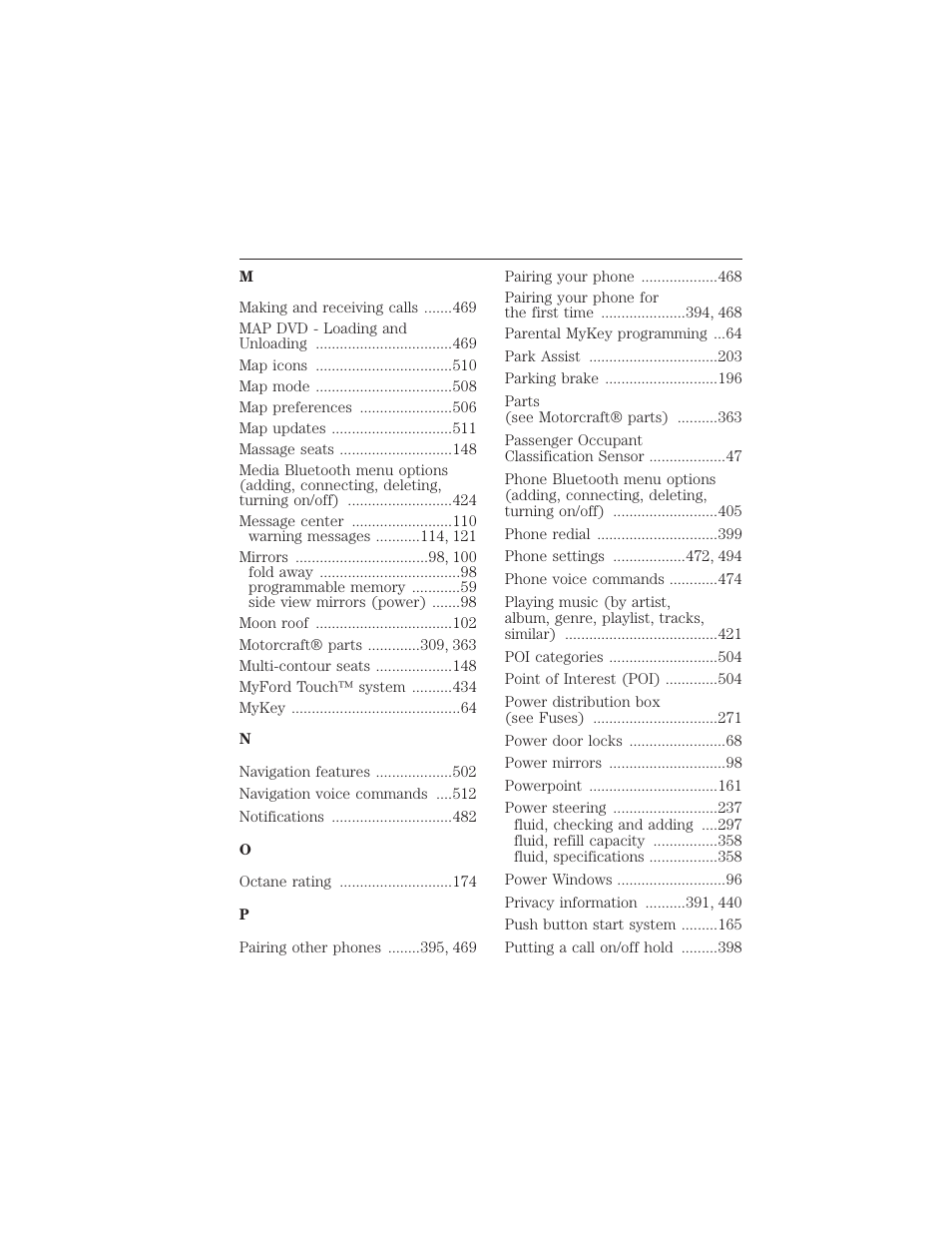 554 index | FORD 2015 Taurus User Manual | Page 555 / 558