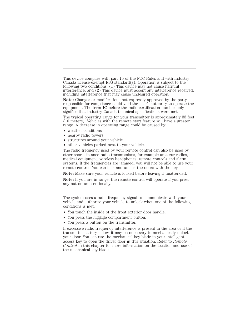 Keys and remote control, General information on radio frequencies, Intelligent access (if equipped) | 56 keys and remote control | FORD 2015 Taurus User Manual | Page 57 / 558