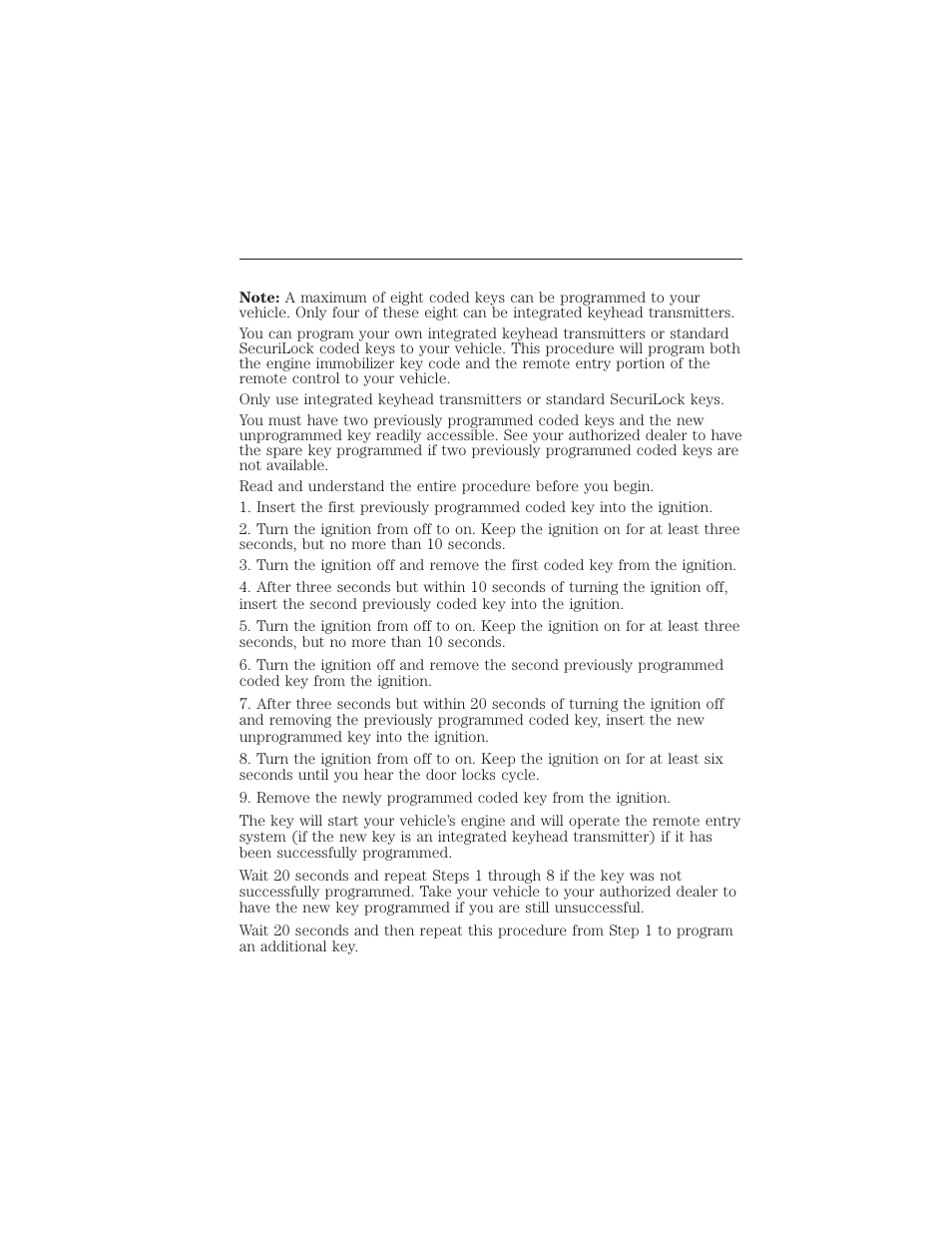 Programming a spare integrated keyhead transmitter, 78 security | FORD 2015 Taurus User Manual | Page 79 / 558