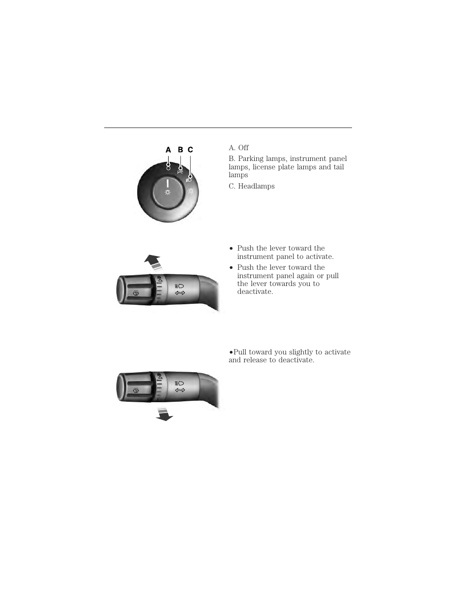 Lighting, Lighting control, High beams | Headlamp flasher, Lighting 89 | FORD 2015 Taurus User Manual | Page 90 / 558