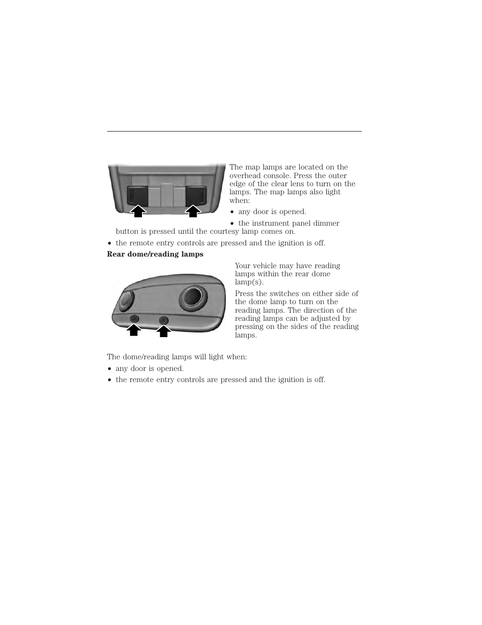 Interior lamps, Front row map lamps, Lighting 95 | FORD 2015 Taurus User Manual | Page 96 / 558