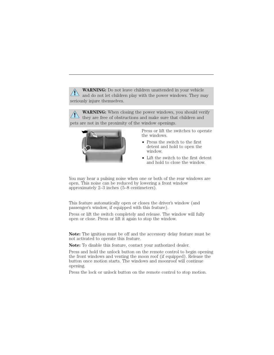 Windows and mirrors, Power windows, Rear window buffeting | One-touch up or down, Global opening (if equipped), 96 windows and mirrors | FORD 2015 Taurus User Manual | Page 97 / 558