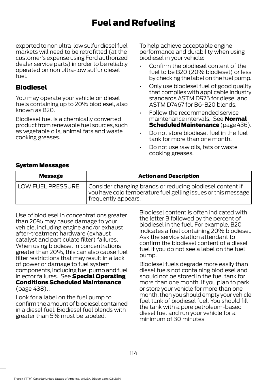 Fuel and refueling | FORD 2015 Transit v.1 User Manual | Page 117 / 461