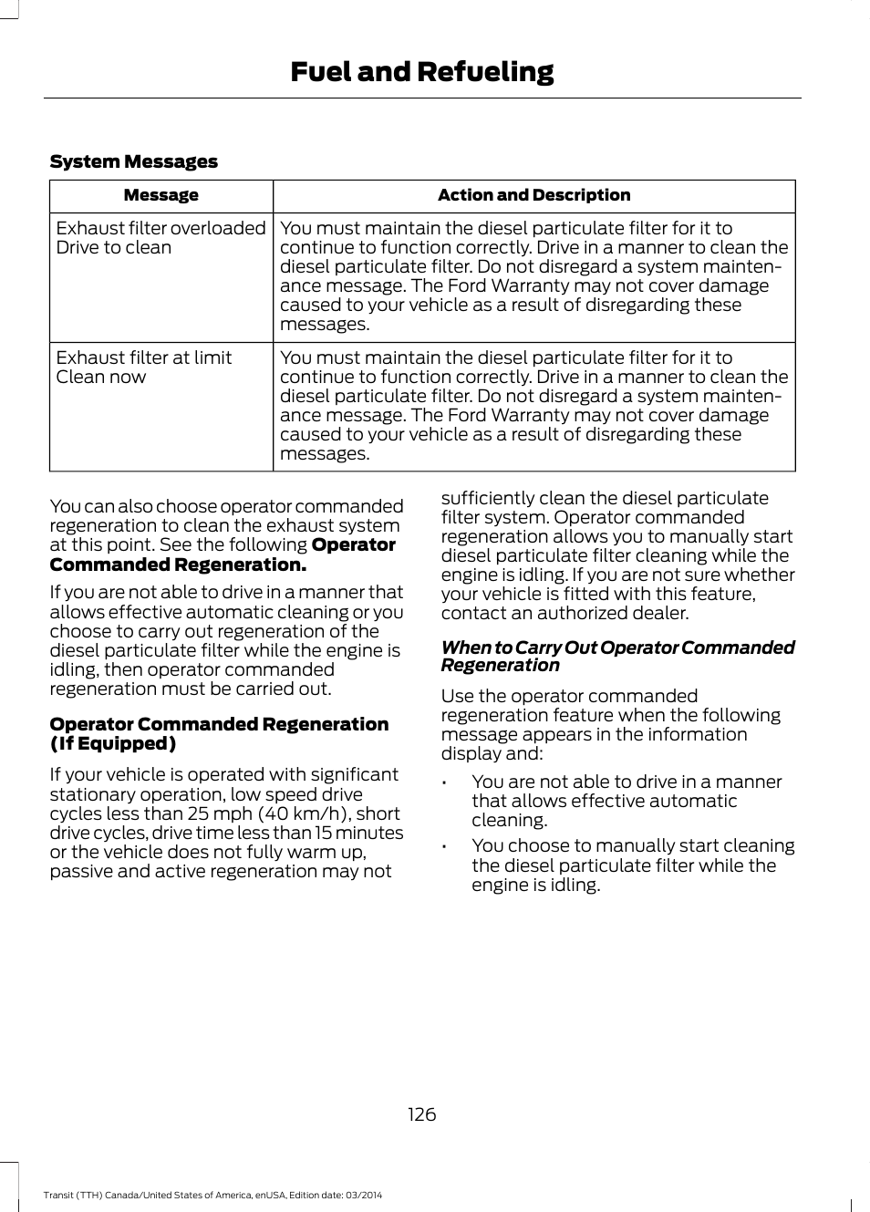 Fuel and refueling | FORD 2015 Transit v.1 User Manual | Page 129 / 461