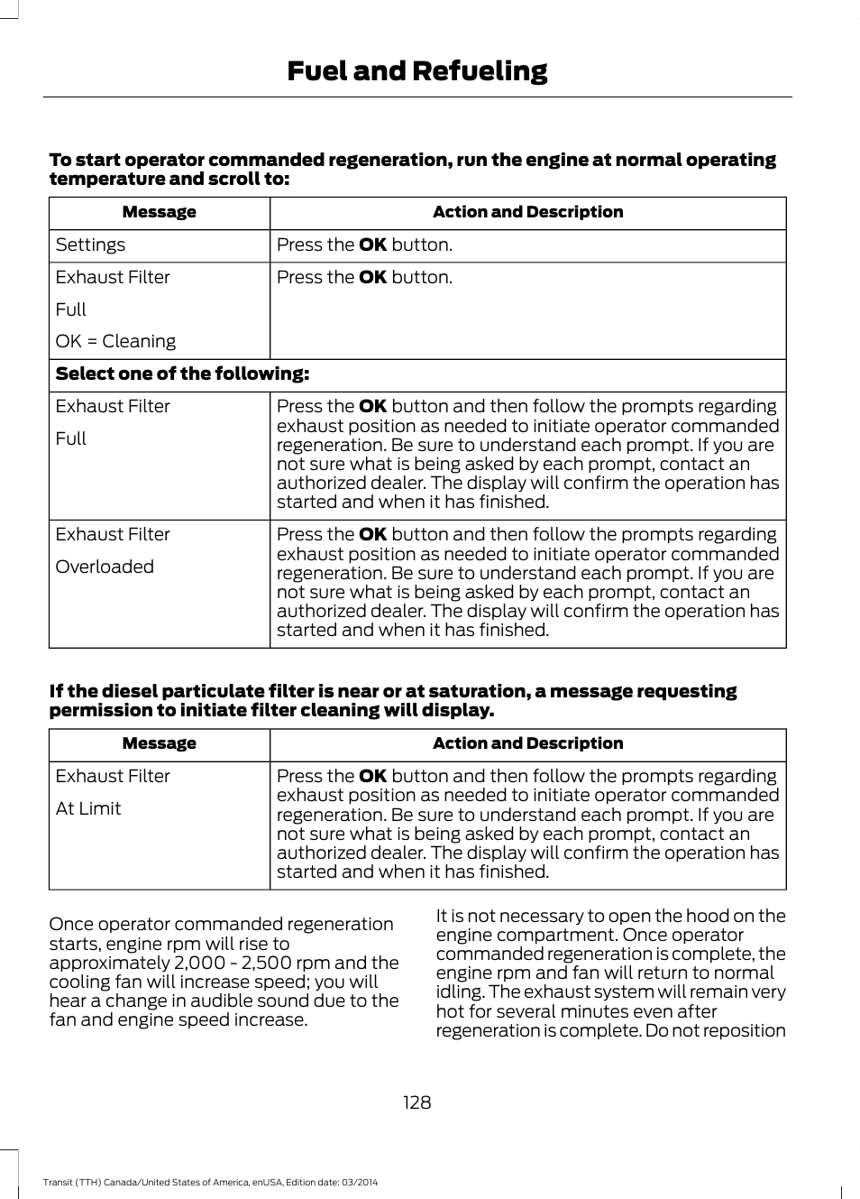 Fuel and refueling | FORD 2015 Transit v.1 User Manual | Page 131 / 461