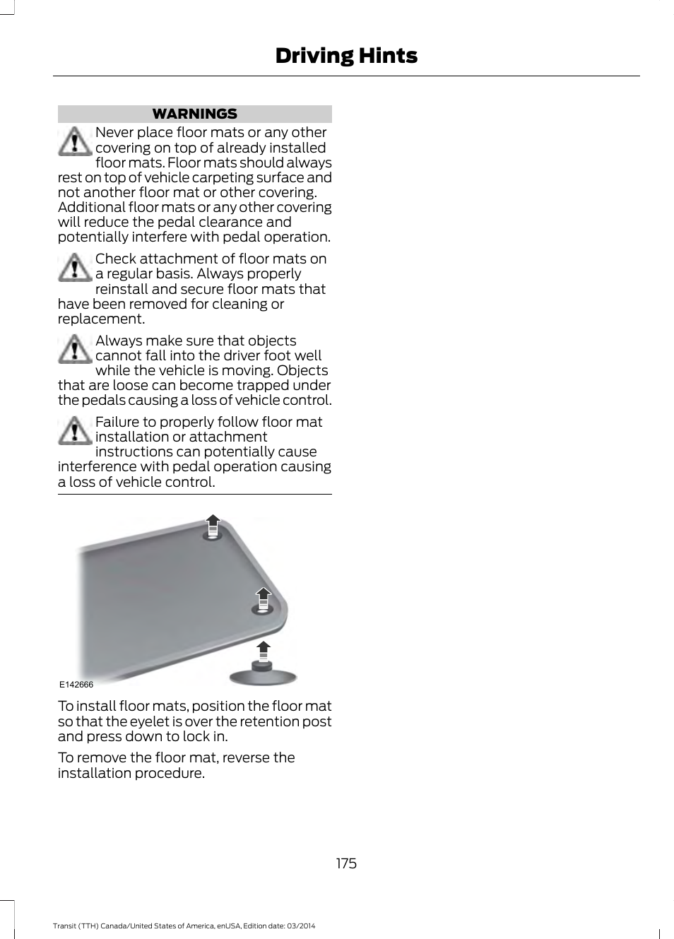 Driving hints | FORD 2015 Transit v.1 User Manual | Page 178 / 461