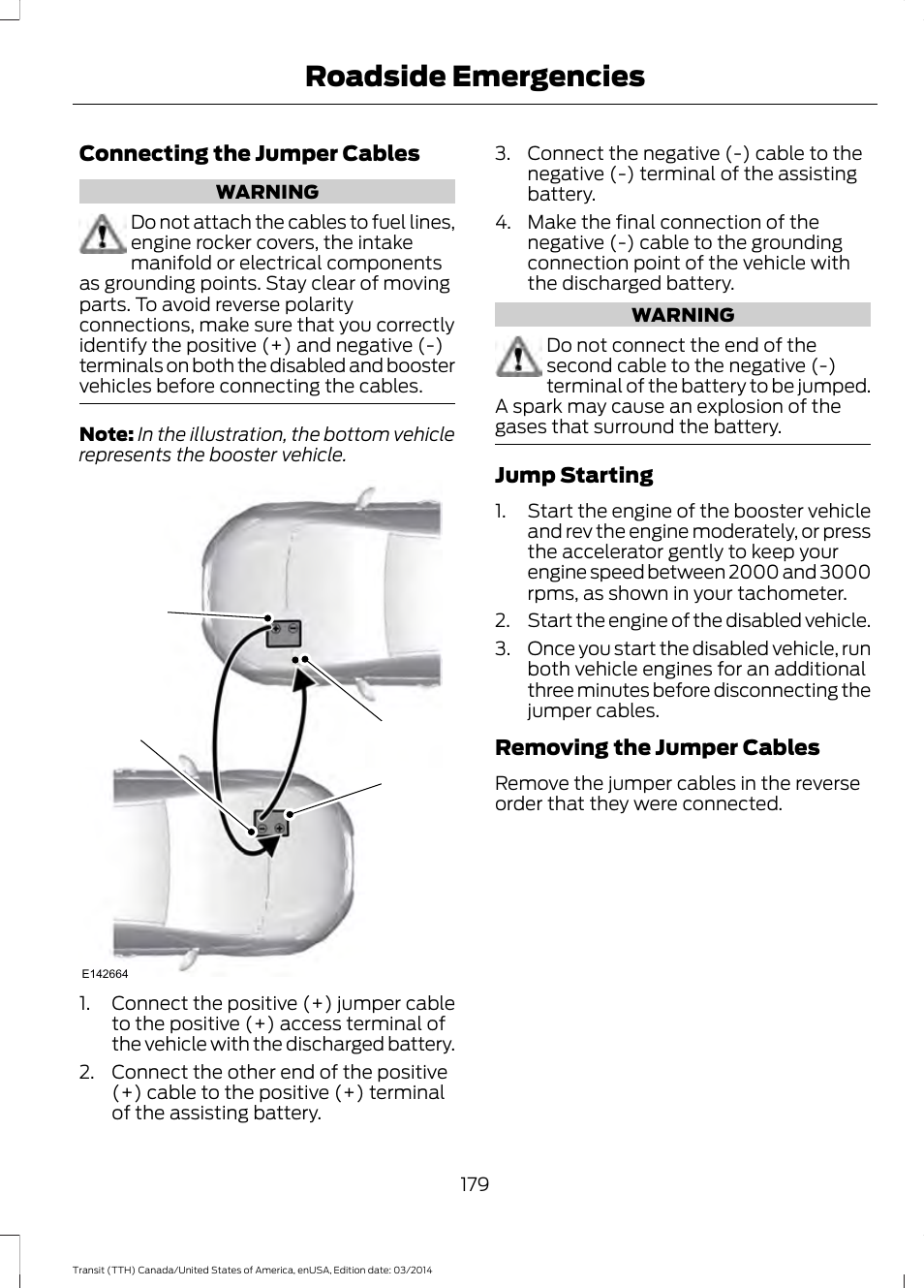 Roadside emergencies | FORD 2015 Transit v.1 User Manual | Page 182 / 461