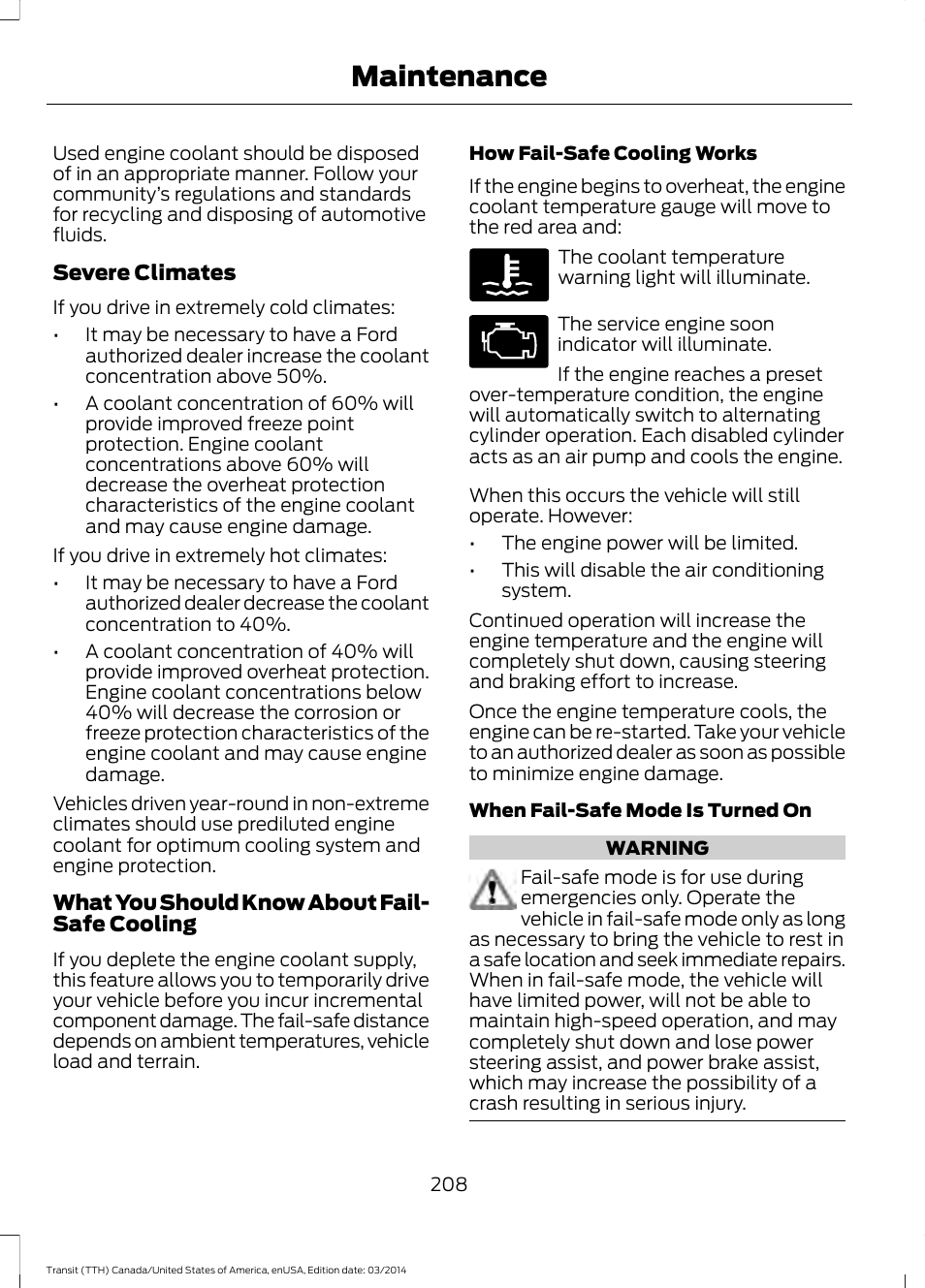 Maintenance | FORD 2015 Transit v.1 User Manual | Page 211 / 461