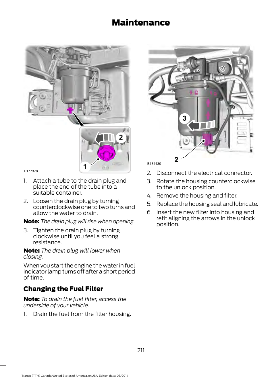 Maintenance | FORD 2015 Transit v.1 User Manual | Page 214 / 461