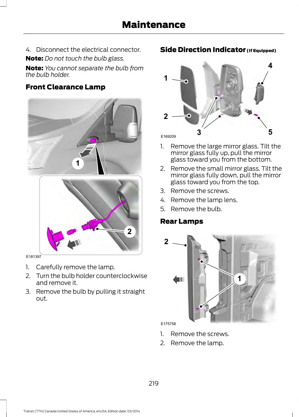 Maintenance | FORD 2015 Transit v.1 User Manual | Page 222 / 461