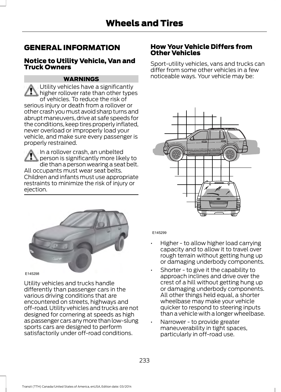 Wheels and tires, General information | FORD 2015 Transit v.1 User Manual | Page 236 / 461