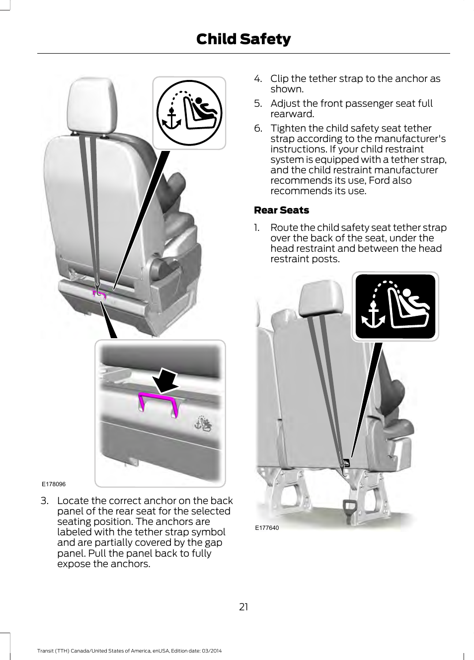 Child safety | FORD 2015 Transit v.1 User Manual | Page 24 / 461