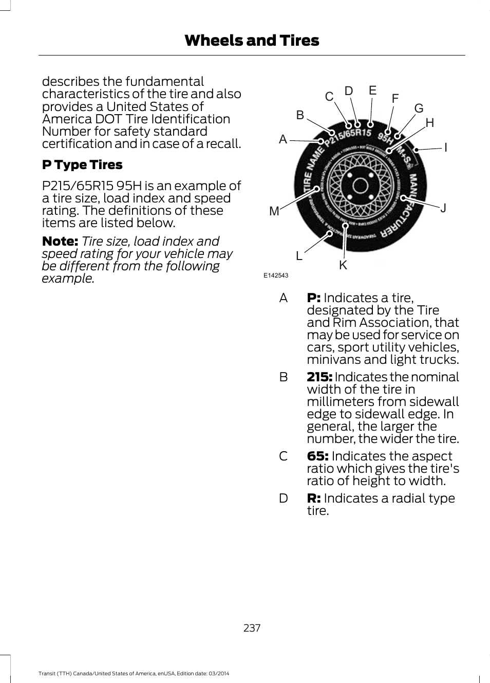 Wheels and tires | FORD 2015 Transit v.1 User Manual | Page 240 / 461