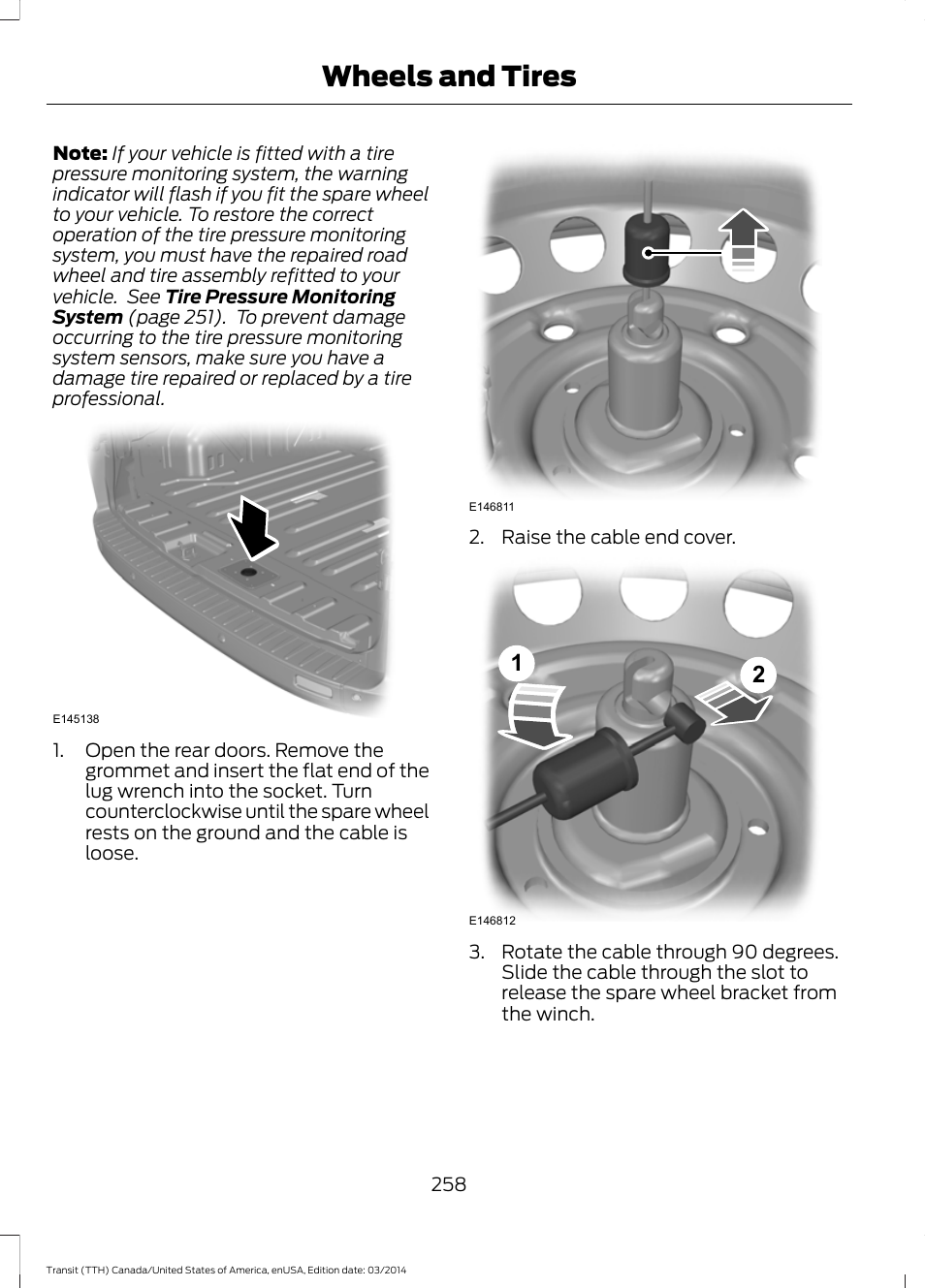 Wheels and tires | FORD 2015 Transit v.1 User Manual | Page 261 / 461