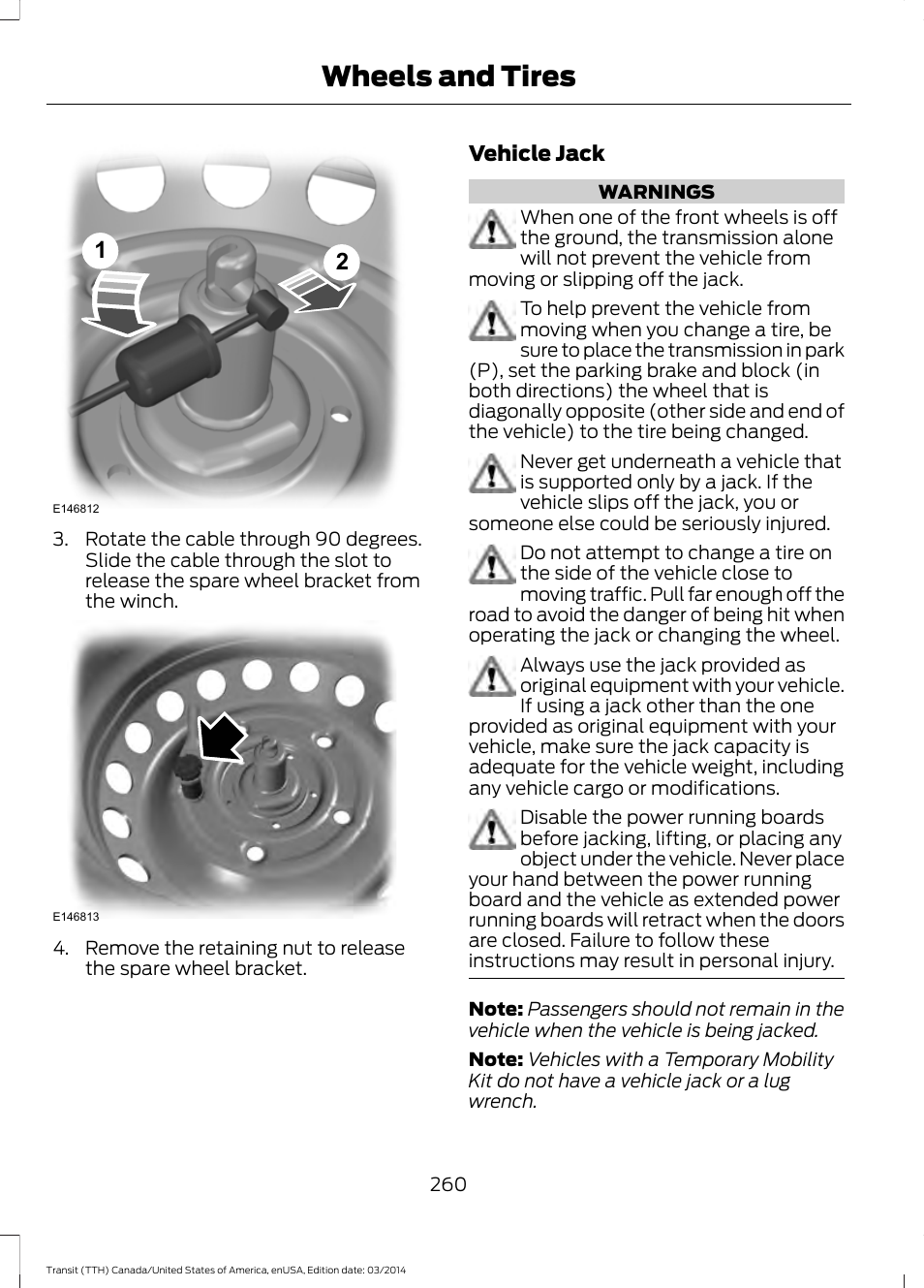Wheels and tires | FORD 2015 Transit v.1 User Manual | Page 263 / 461