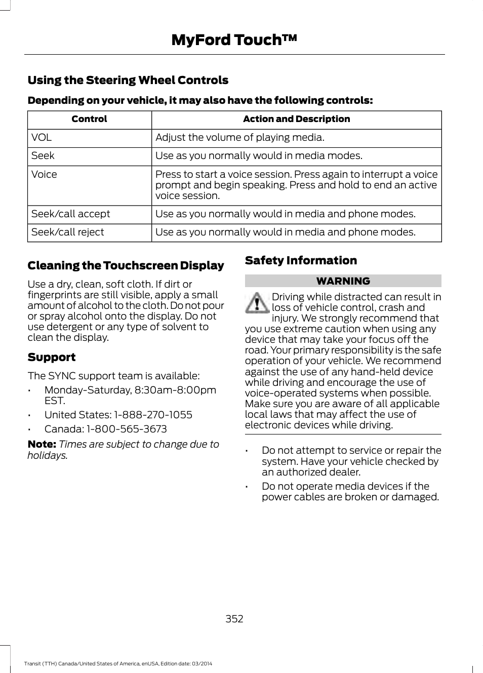 Myford touch | FORD 2015 Transit v.1 User Manual | Page 355 / 461