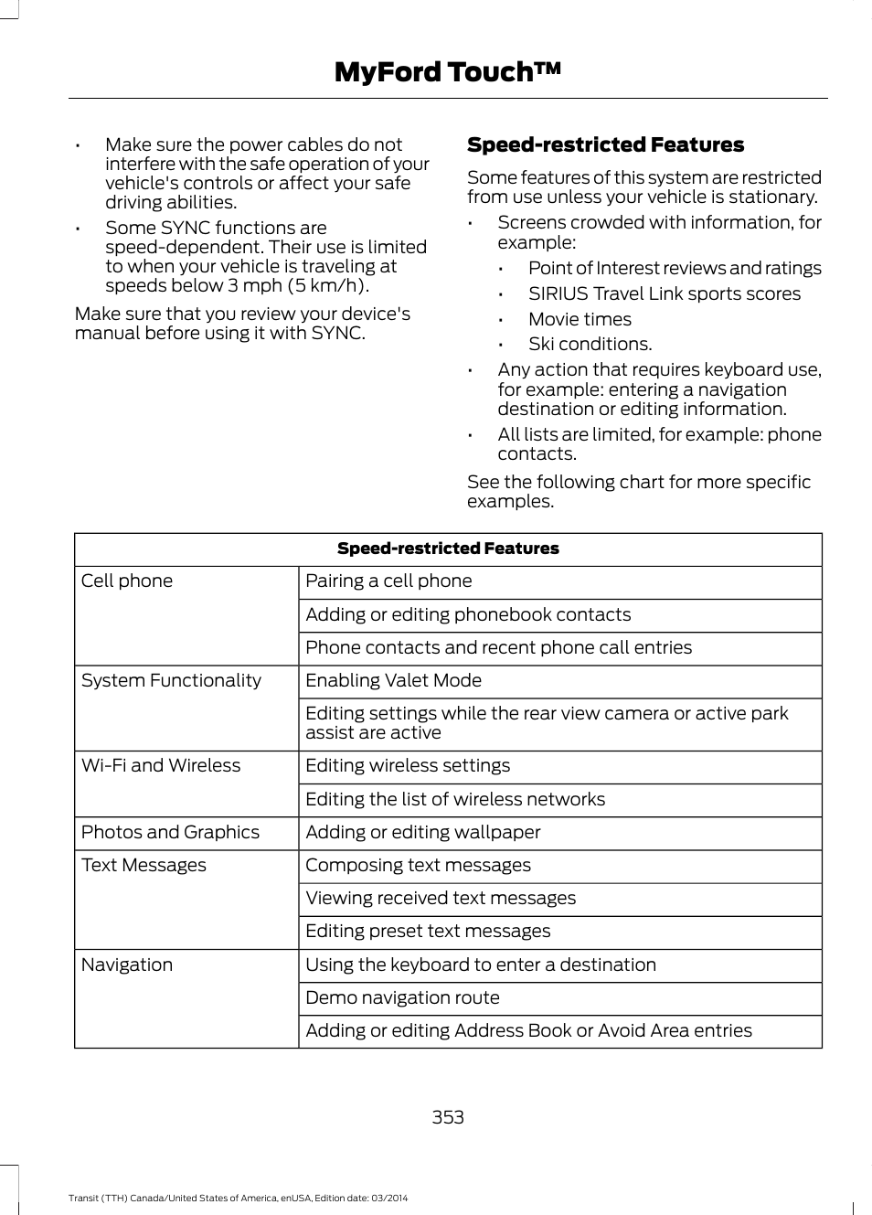 Myford touch | FORD 2015 Transit v.1 User Manual | Page 356 / 461