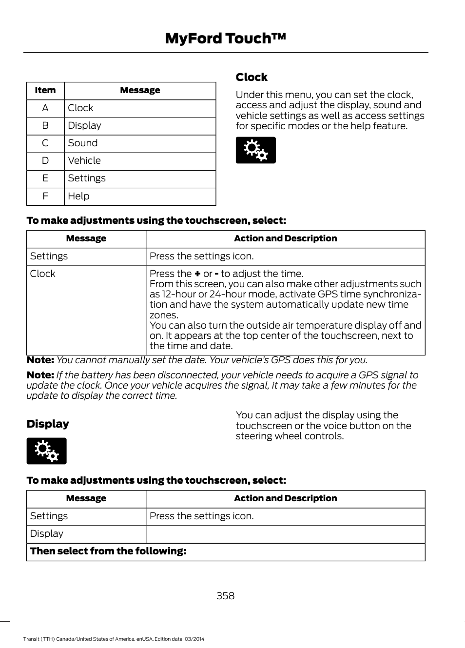 Myford touch | FORD 2015 Transit v.1 User Manual | Page 361 / 461
