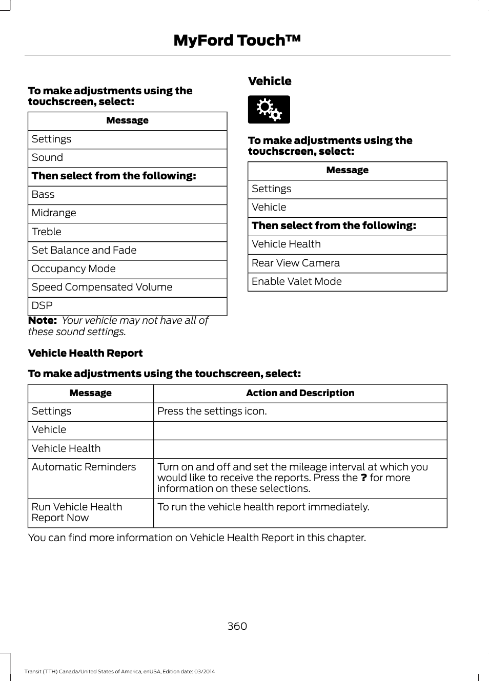 Myford touch | FORD 2015 Transit v.1 User Manual | Page 363 / 461