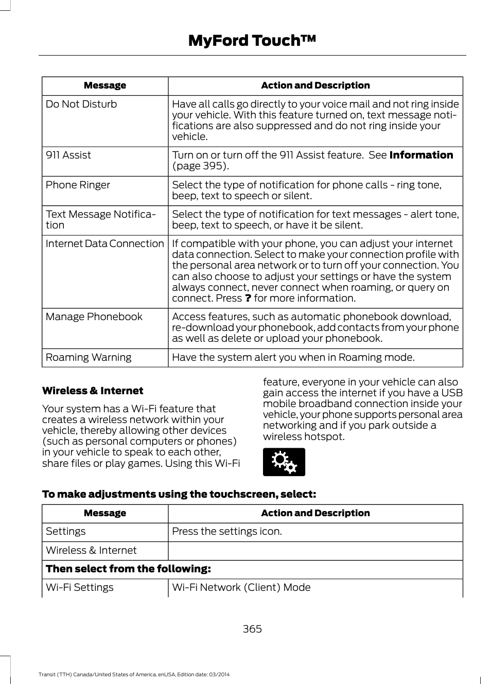 Myford touch | FORD 2015 Transit v.1 User Manual | Page 368 / 461