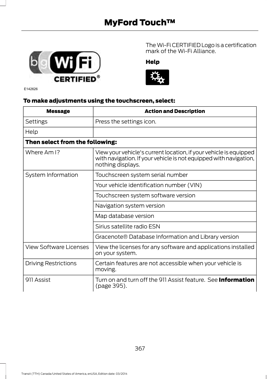 Myford touch | FORD 2015 Transit v.1 User Manual | Page 370 / 461