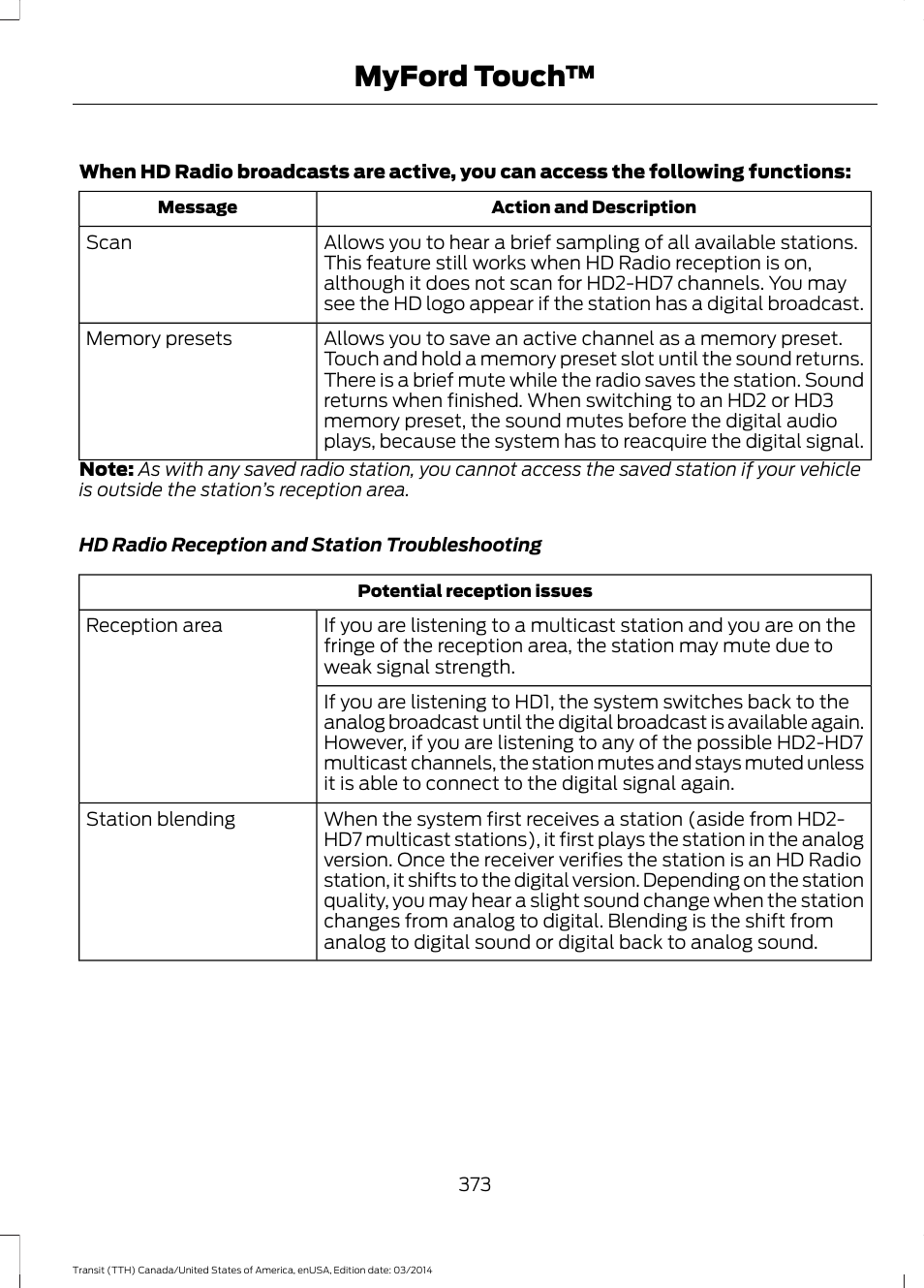 Myford touch | FORD 2015 Transit v.1 User Manual | Page 376 / 461