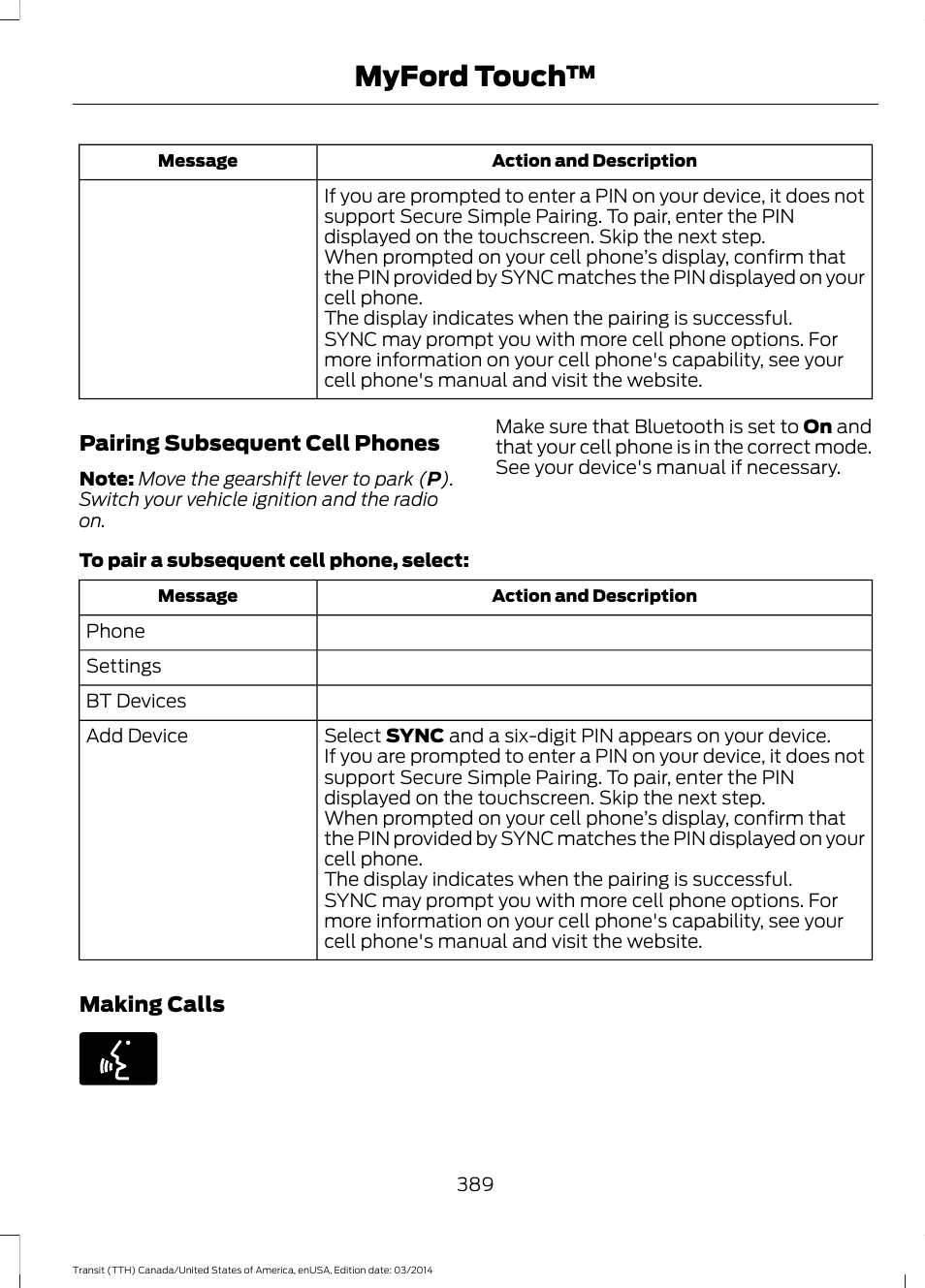 Myford touch | FORD 2015 Transit v.1 User Manual | Page 392 / 461