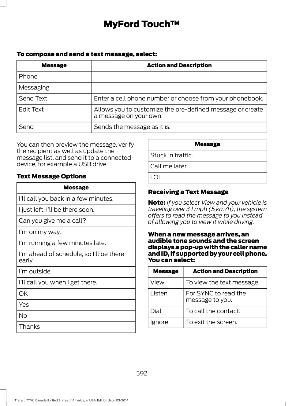 Myford touch | FORD 2015 Transit v.1 User Manual | Page 395 / 461