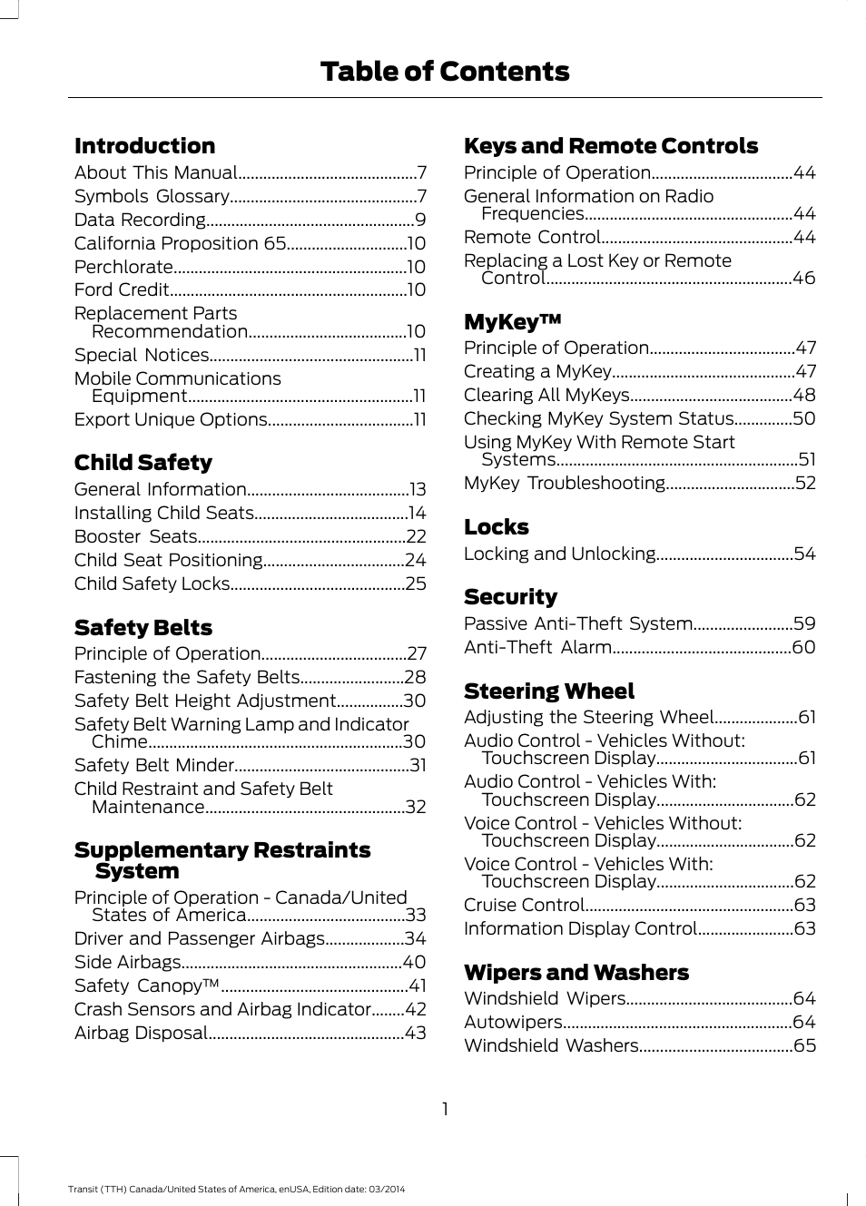 FORD 2015 Transit v.1 User Manual | Page 4 / 461