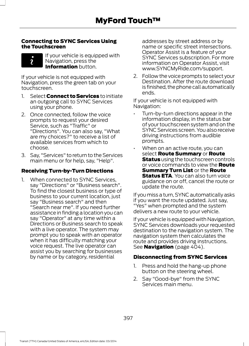 Myford touch | FORD 2015 Transit v.1 User Manual | Page 400 / 461
