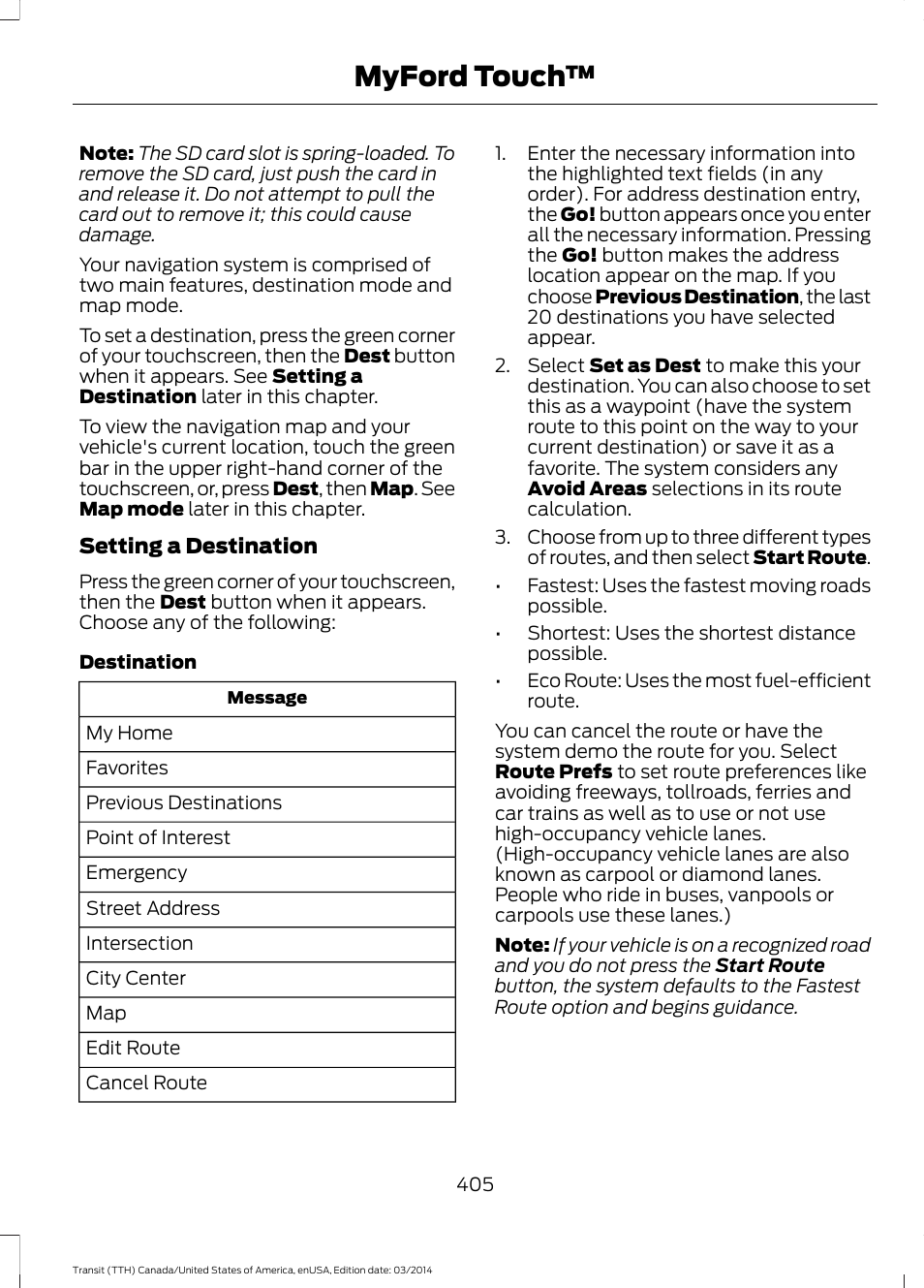 Myford touch | FORD 2015 Transit v.1 User Manual | Page 408 / 461