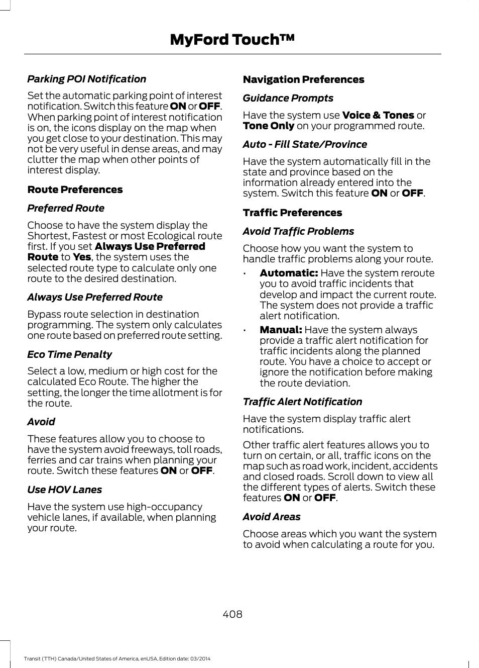 Myford touch | FORD 2015 Transit v.1 User Manual | Page 411 / 461