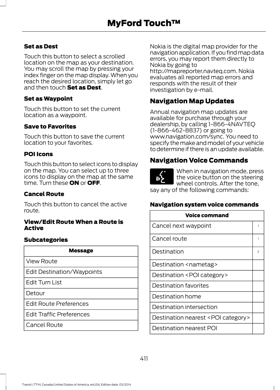 Myford touch | FORD 2015 Transit v.1 User Manual | Page 414 / 461