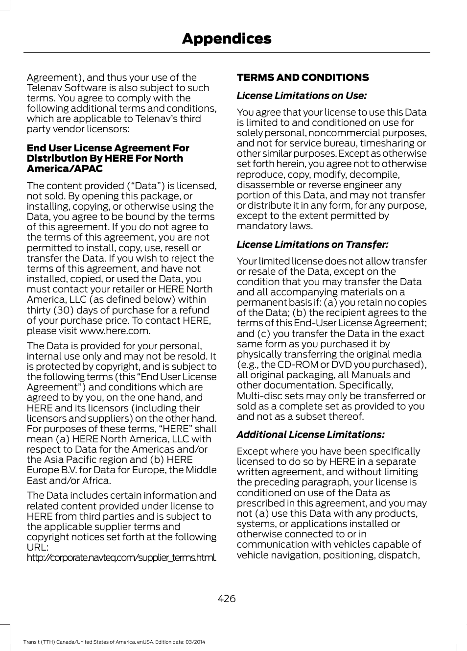 Appendices | FORD 2015 Transit v.1 User Manual | Page 429 / 461