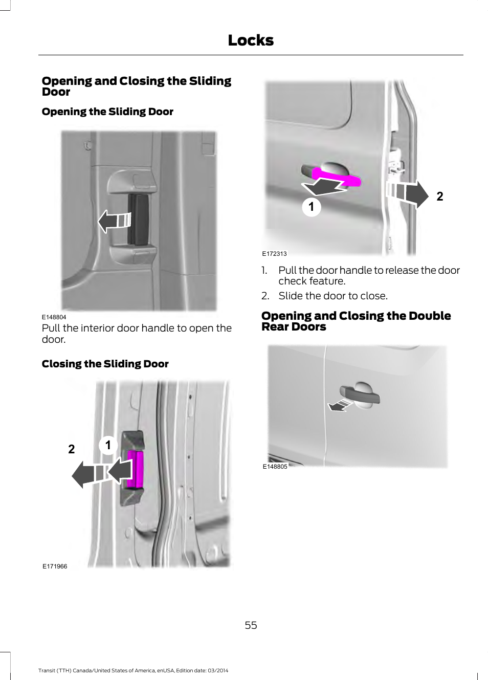 Locks | FORD 2015 Transit v.1 User Manual | Page 58 / 461