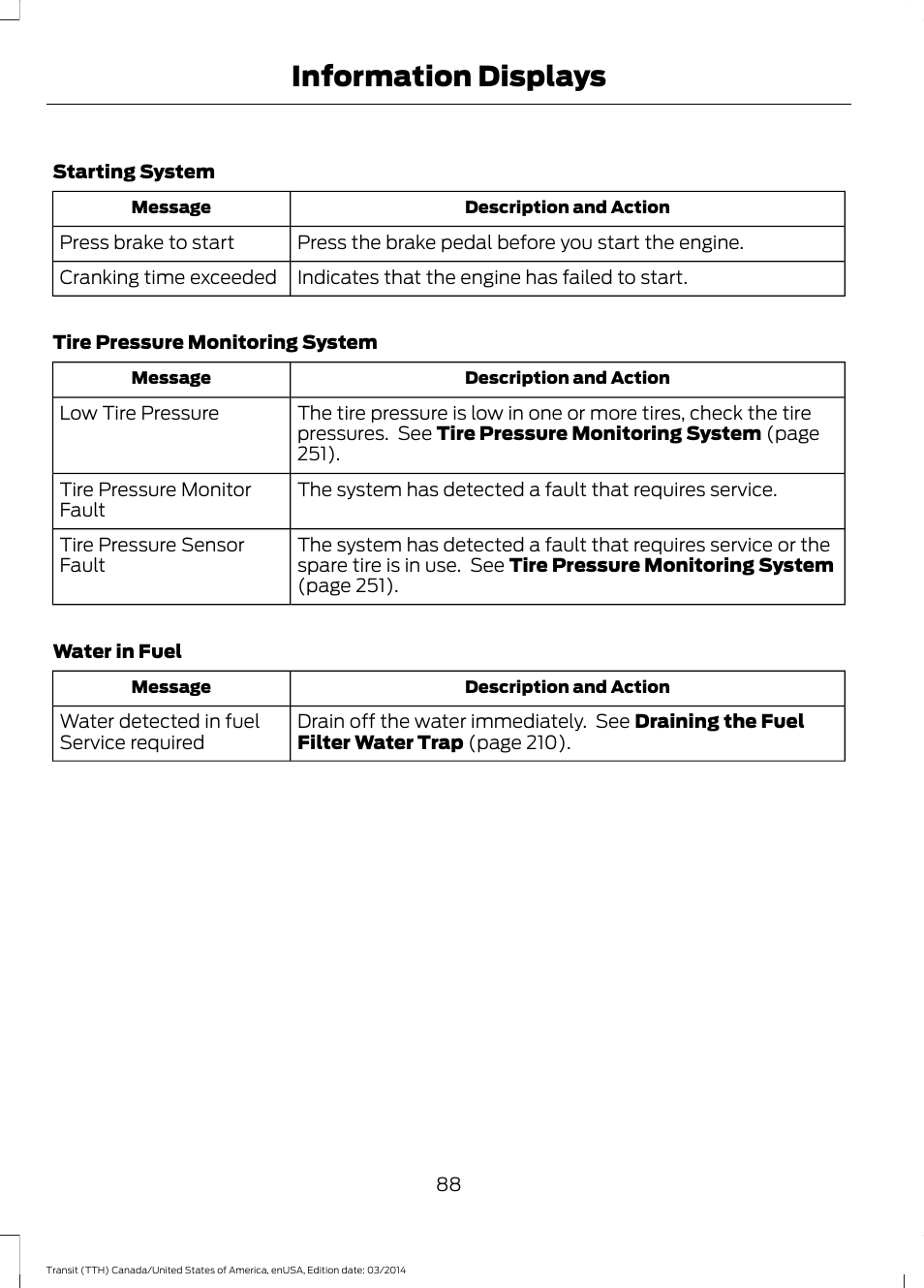 Information displays | FORD 2015 Transit v.1 User Manual | Page 91 / 461