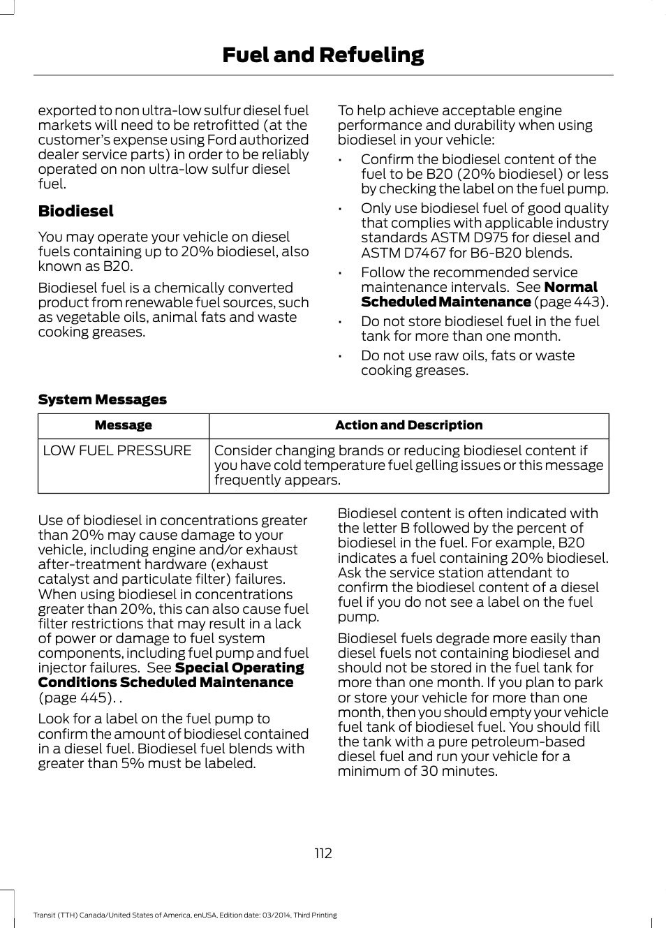 Fuel and refueling | FORD 2015 Transit v.2 User Manual | Page 115 / 467