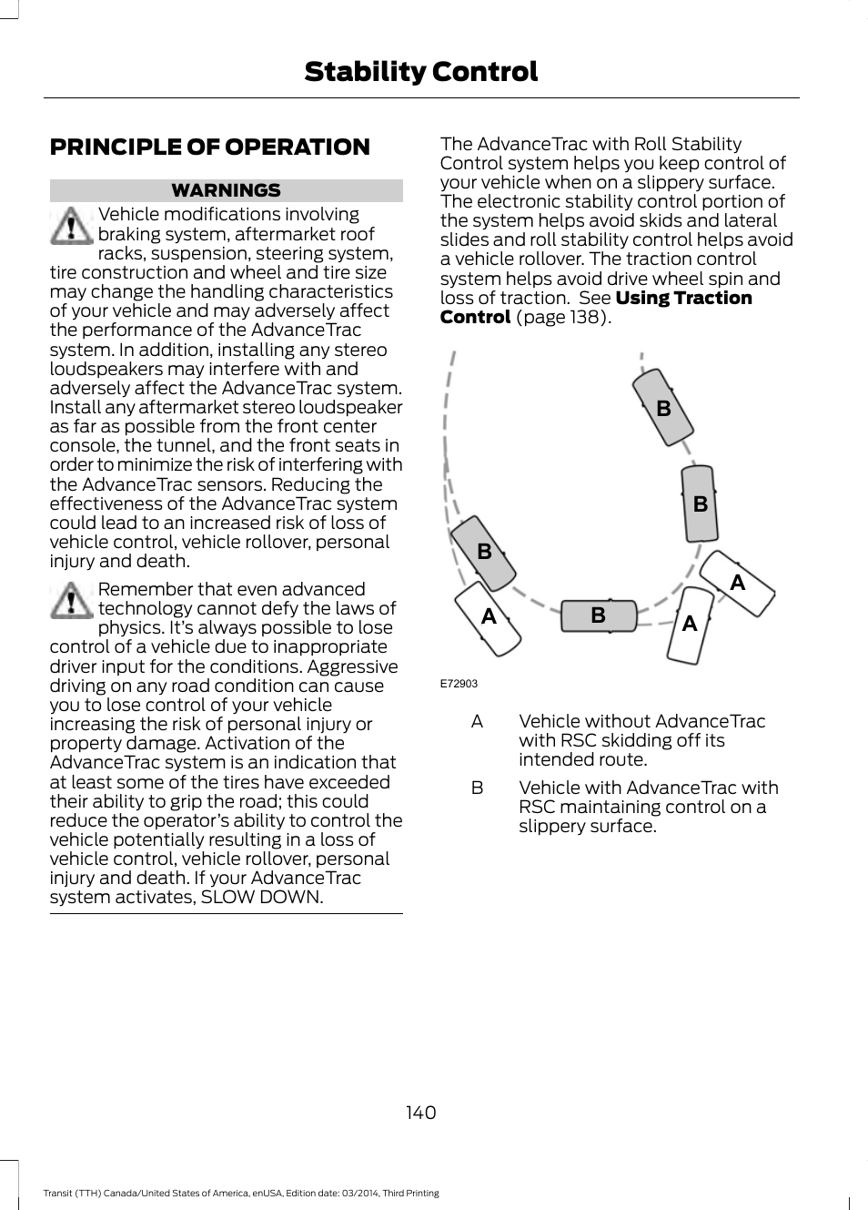 Stability control, Principle of operation, Ab b b b | FORD 2015 Transit v.2 User Manual | Page 143 / 467