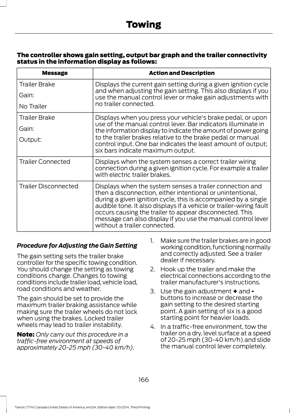 Towing | FORD 2015 Transit v.2 User Manual | Page 169 / 467