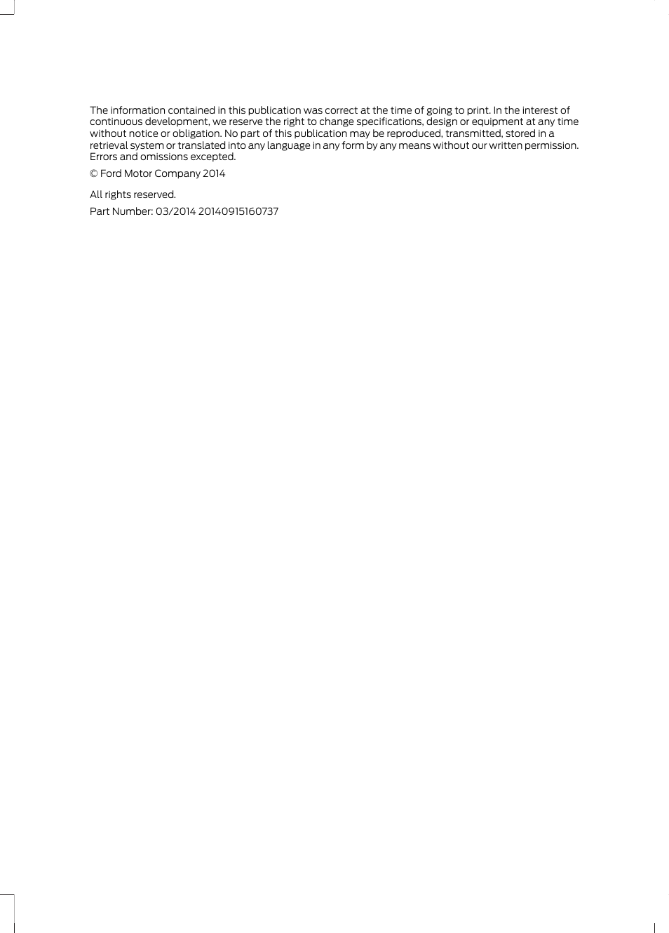 Copyright | FORD 2015 Transit v.2 User Manual | Page 2 / 467