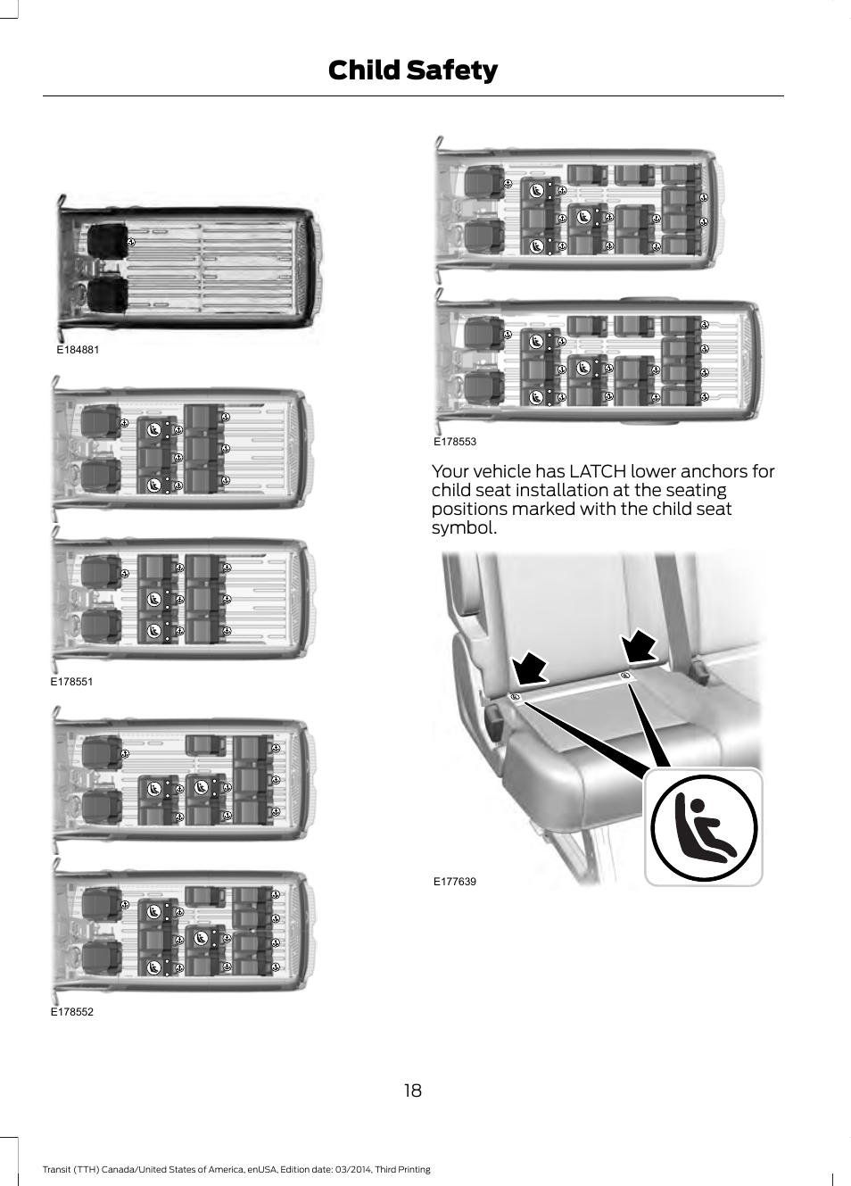 Child safety | FORD 2015 Transit v.2 User Manual | Page 21 / 467