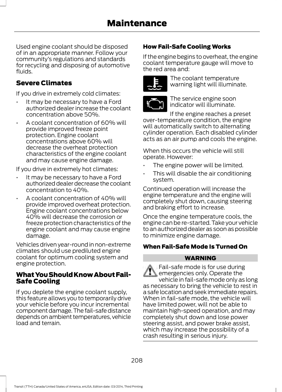 Maintenance | FORD 2015 Transit v.2 User Manual | Page 211 / 467