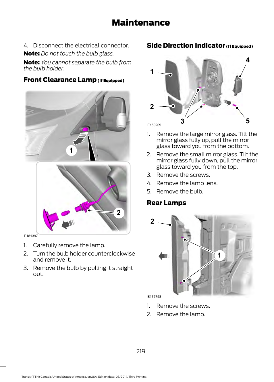 Maintenance | FORD 2015 Transit v.2 User Manual | Page 222 / 467