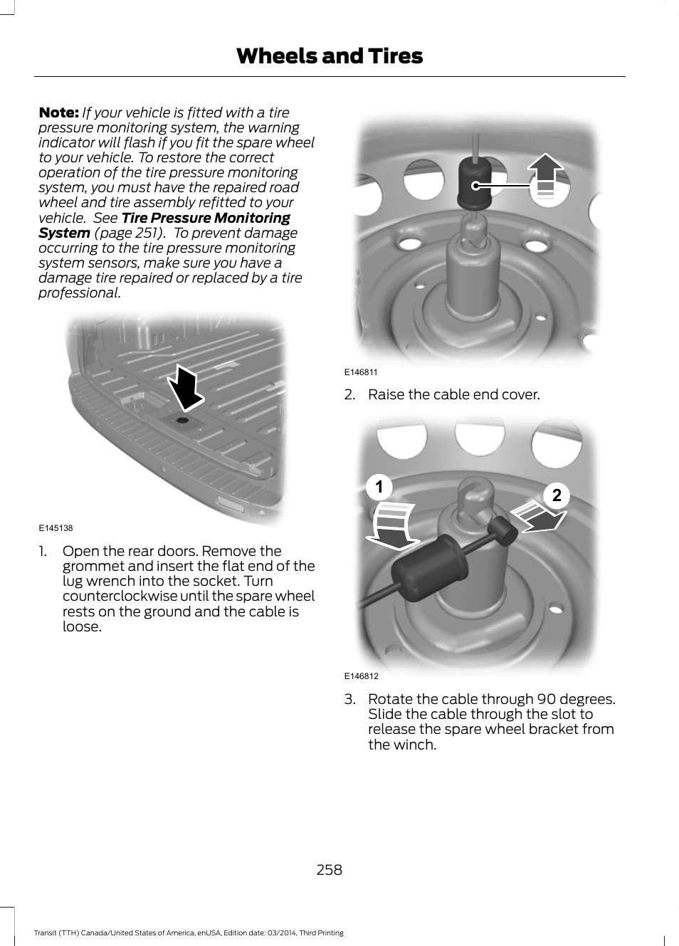 Wheels and tires | FORD 2015 Transit v.2 User Manual | Page 261 / 467