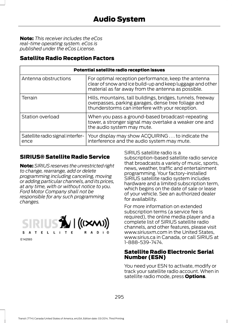 Audio system | FORD 2015 Transit v.2 User Manual | Page 298 / 467