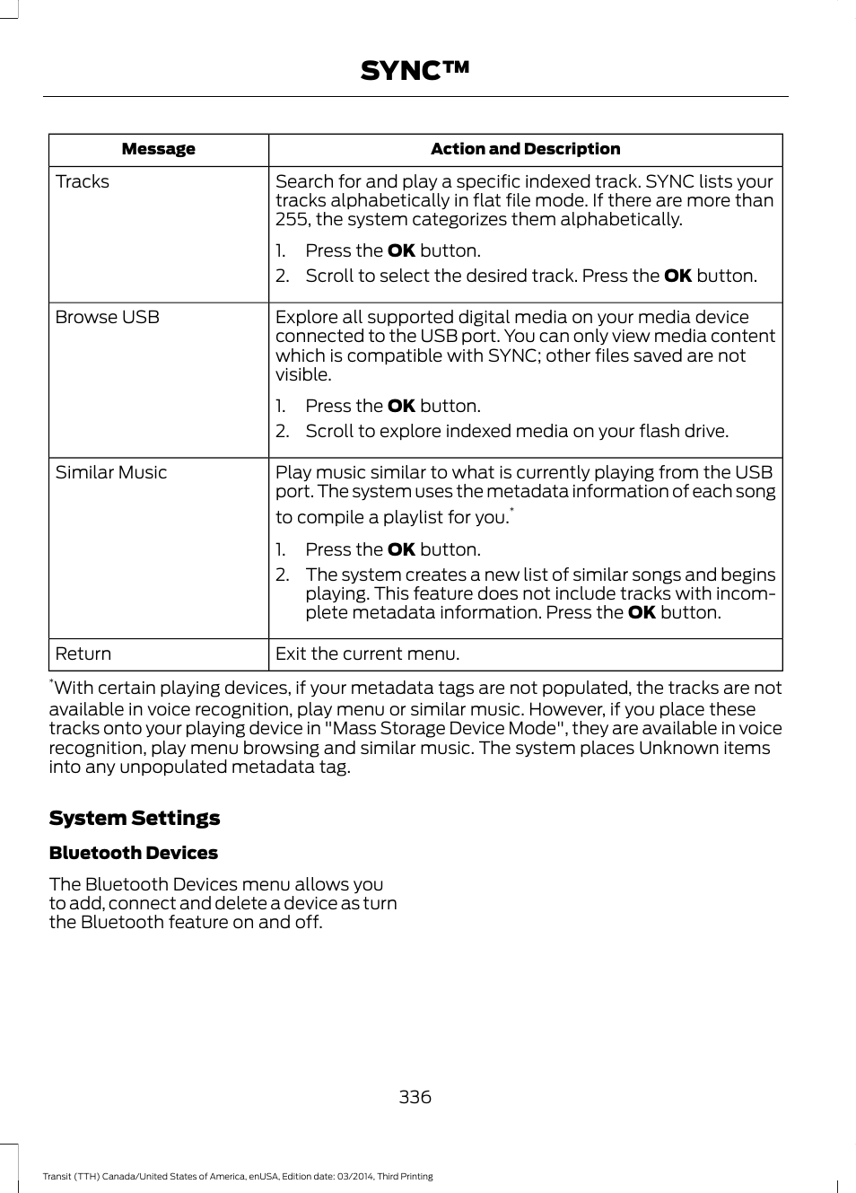 Sync | FORD 2015 Transit v.2 User Manual | Page 339 / 467