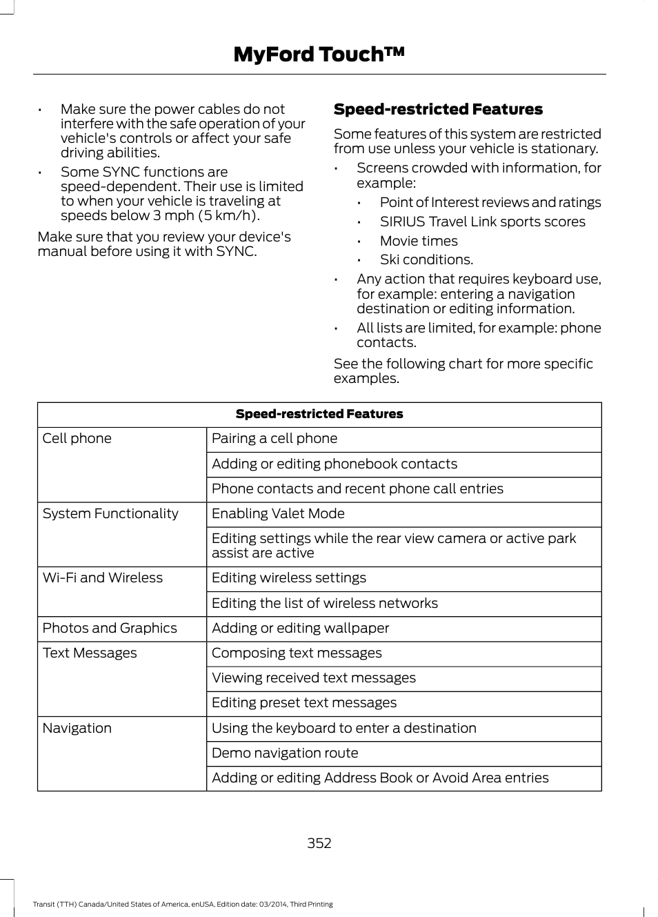 Myford touch | FORD 2015 Transit v.2 User Manual | Page 355 / 467